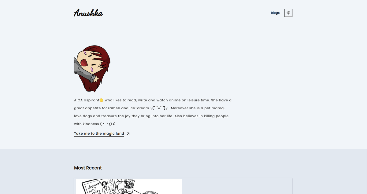 anushka blog website created by ujjwal bhandari
