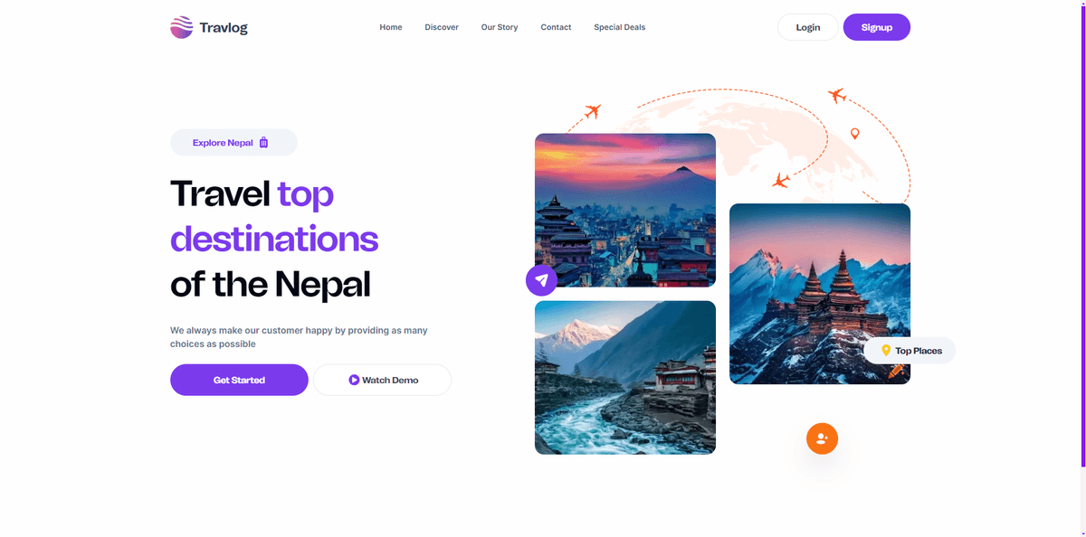 Travlog travelling website created by ujjwal bhandari